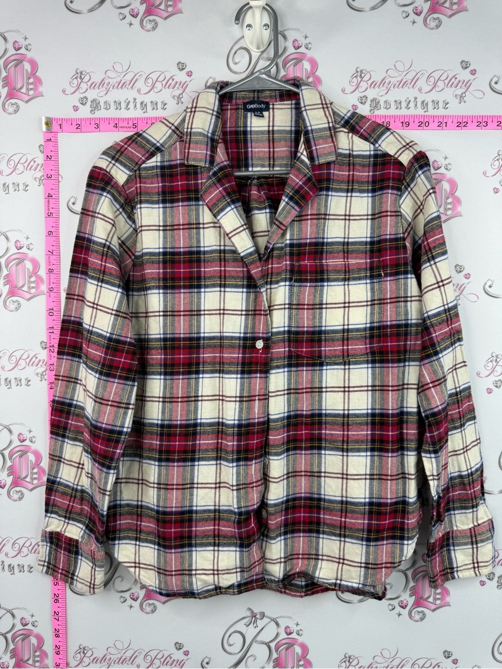 GAP shirt long sleeve Plaid Button-Up Shirt in Cream, Red, Navy